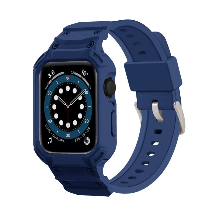 For Apple Watch Series 10 42mm Armor TPU Case Integrated Watch Band(Midnight Blue)
