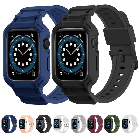 For Apple Watch Series 10 46mm Armor TPU Case Integrated Watch Band(White)