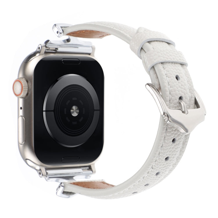 For Apple Watch 42mm / 41mm / 40mm / 38mm X-shaped Buckle Genuine Leather Watch Band(White)
