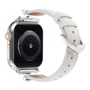 For Apple Watch 42mm / 41mm / 40mm / 38mm X-shaped Buckle Genuine Leather Watch Band(White)