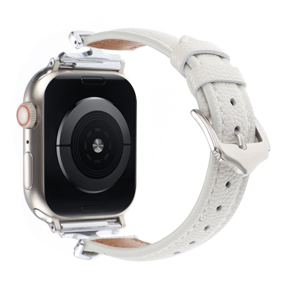 For Apple Watch 42mm / 41mm / 40mm / 38mm X-shaped Buckle Genuine Leather Watch Band(White)