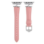 For Apple Watch 42mm / 41mm / 40mm / 38mm X-shaped Buckle Genuine Leather Watch Band(Pink)