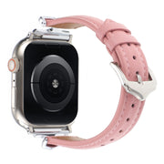 For Apple Watch 42mm / 41mm / 40mm / 38mm X-shaped Buckle Genuine Leather Watch Band(Pink)