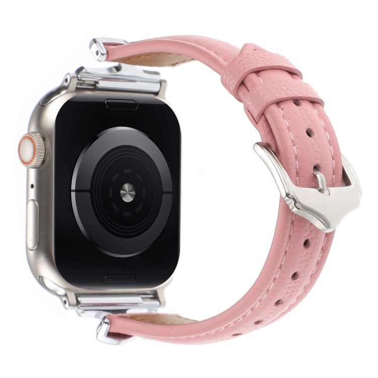 For Apple Watch 42mm / 41mm / 40mm / 38mm X-shaped Buckle Genuine Leather Watch Band(Pink)