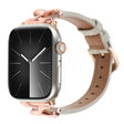 For Apple Watch 42mm / 41mm / 40mm / 38mm X-shaped Buckle Genuine Leather Watch Band(Beige) - Watch Bands by PMC TechLife | Online Shopping South Africa | PMC TechLife | Buy Now Pay Later Mobicred