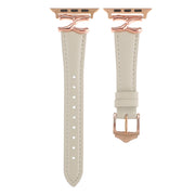 For Apple Watch 42mm / 41mm / 40mm / 38mm X-shaped Buckle Genuine Leather Watch Band(Beige)