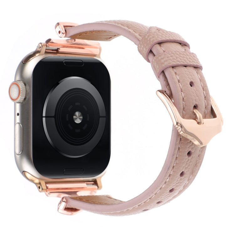 For Apple Watch 42mm / 41mm / 40mm / 38mm X-shaped Buckle Genuine Leather Watch Band(Dark Pink)