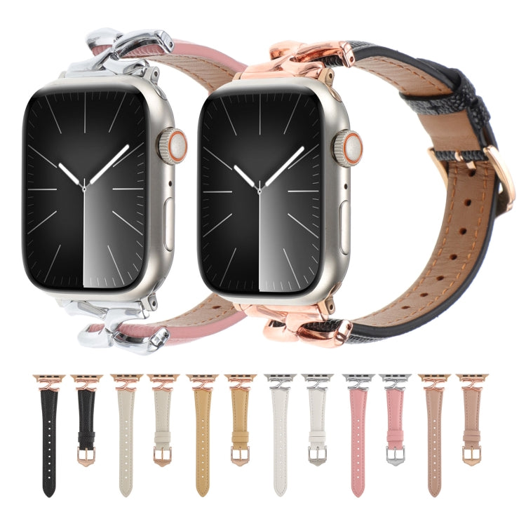 For Apple Watch 42mm / 41mm / 40mm / 38mm X-shaped Buckle Genuine Leather Watch Band(White)