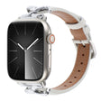 For Apple Watch 46mm / 49mm / 45mm / 44mm X-shaped Buckle Dot Texture Genuine Leather Watch Band(White) - Watch Bands by PMc TechLife | Online Shopping South Africa | PMc TechLife | Buy Now Pay Later Mobicred