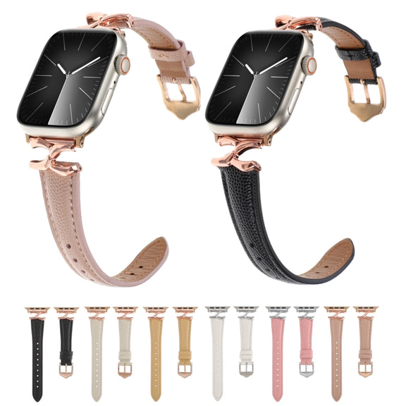 For Apple Watch 46mm / 49mm / 45mm / 44mm X-shaped Buckle Dot Texture Genuine Leather Watch Band(White)