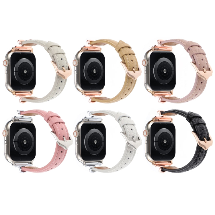 For Apple Watch 46mm / 49mm / 45mm / 44mm X-shaped Buckle Dot Texture Genuine Leather Watch Band(White)