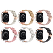 For Apple Watch 46mm / 49mm / 45mm / 44mm X-shaped Buckle Dot Texture Genuine Leather Watch Band(White)