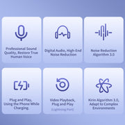 FUNSNAP M3 Digital Audio Wireless Microphone Mic Tok with Monitoring Earphones, Version:Type-C(White)