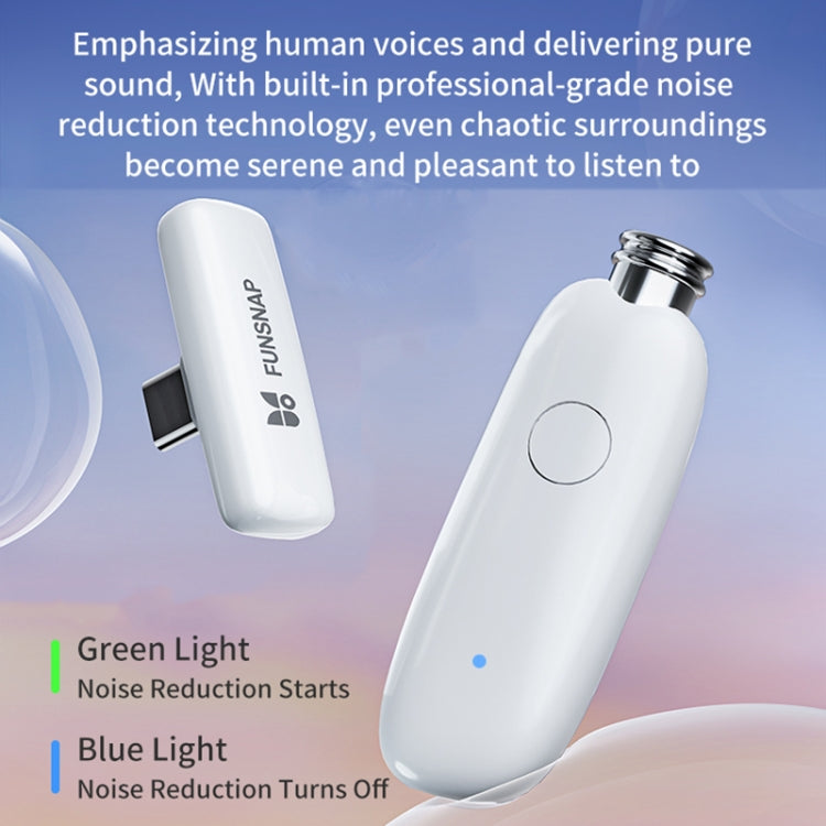 FUNSNAP M3 Digital Audio Wireless Microphone Mic Tok with Monitoring Earphones, Version:Type-C(White)
