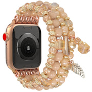 For Apple Watch 46mm / 49mm / 45mm / 44mm Tassel Beaded Chain Watch Band(Rose Gold)