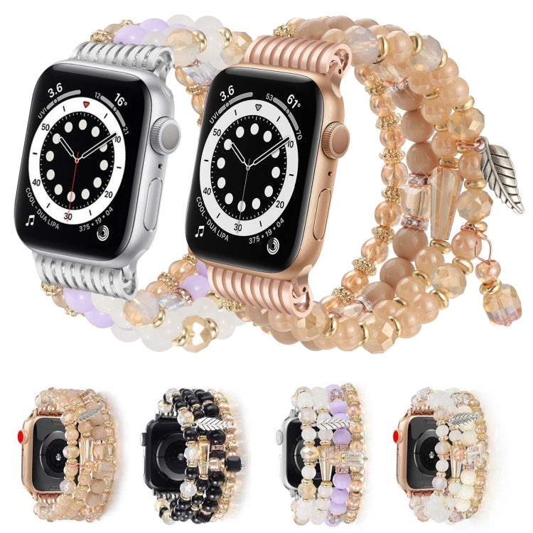 For Apple Watch 42mm / 41mm / 40mm / 38mm Tassel Beaded Chain Watch Band(Rose Gold)