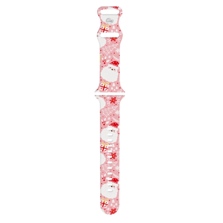 For Apple Watch 42mm / 41mm / 40mm / 38mm Christmas Pattern Silicone Watch Band(Santa Claus Pink)