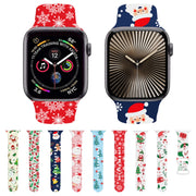 For Apple Watch 46mm / 49mm / 45mm / 44mm Christmas Pattern Silicone Watch Band(Christmas Tree Blue)