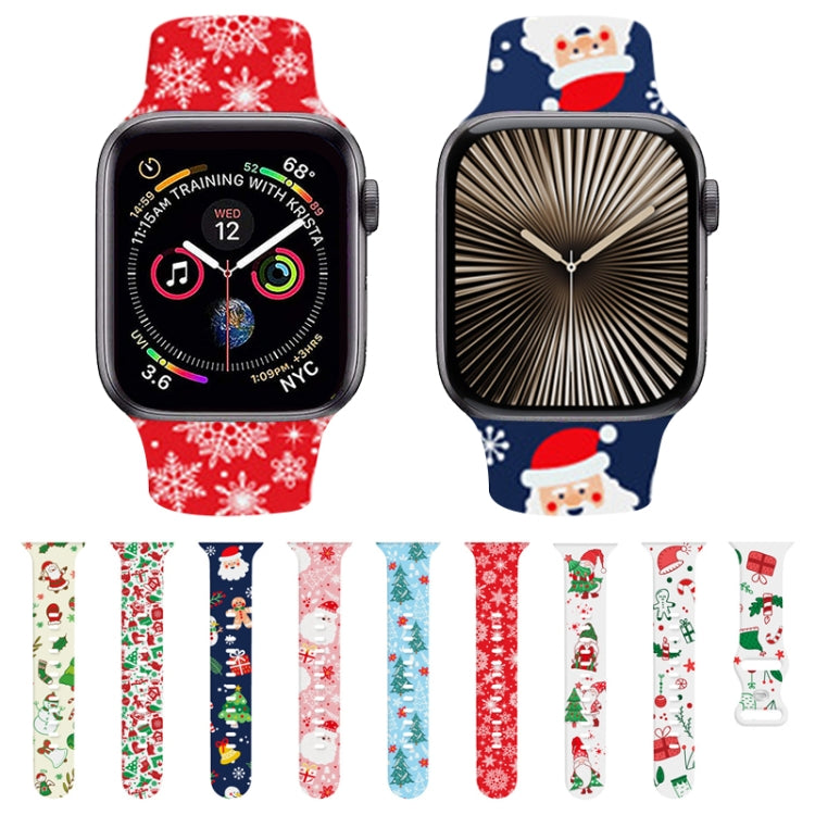 For Apple Watch 46mm / 49mm / 45mm / 44mm Christmas Pattern Silicone Watch Band(Snowflake Red)