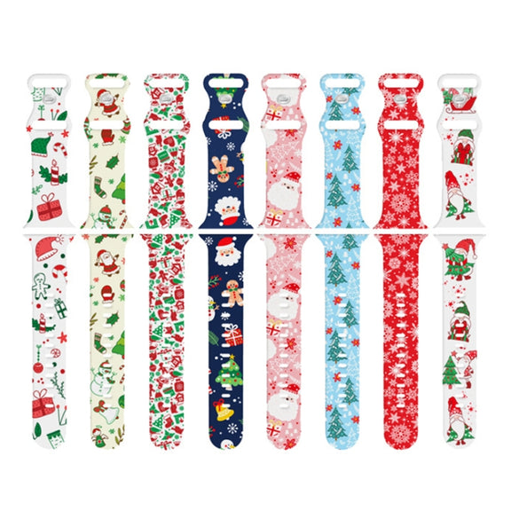 For Apple Watch 46mm / 49mm / 45mm / 44mm Christmas Pattern Silicone Watch Band(Christmas Tree Blue)