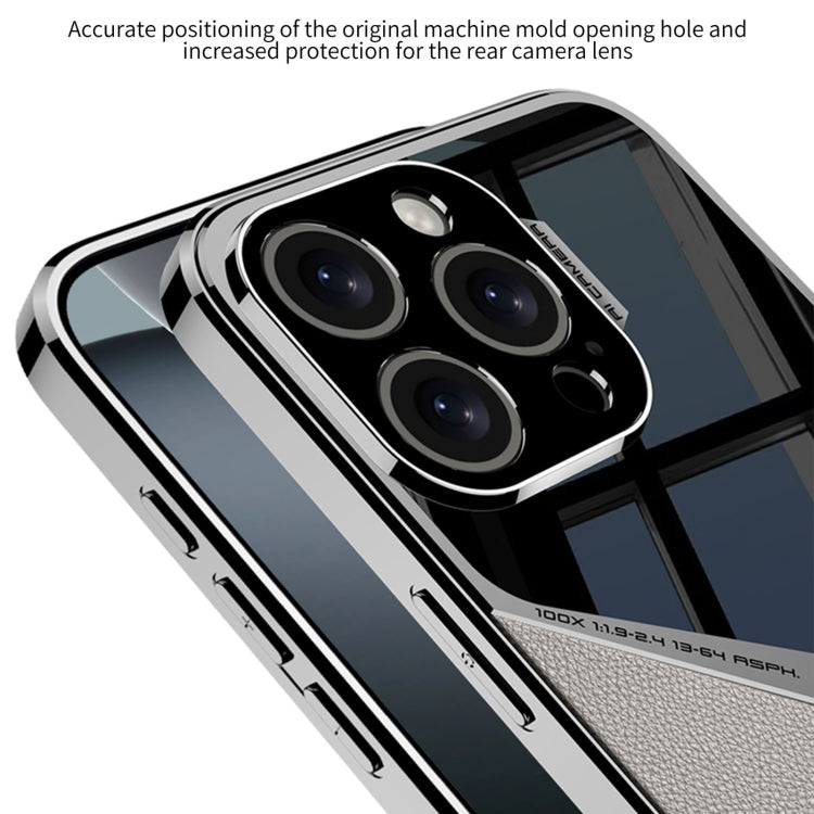 For iPhone 16 Pro GKK Leather Electroplating Supersonic Speed Shockproof Phone Case(Black)