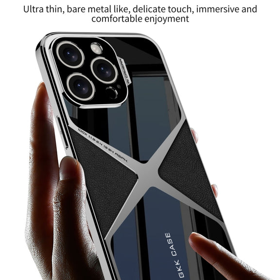 For iPhone 16 Pro GKK Leather Electroplating Supersonic Speed Shockproof Phone Case(Black)