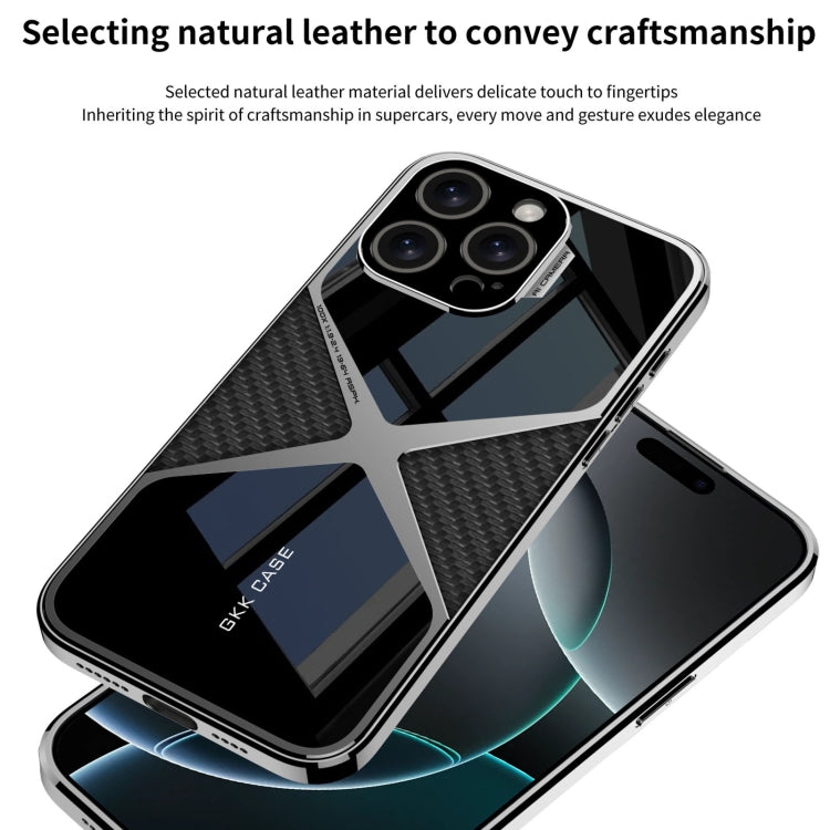 For iPhone 16 Pro Max GKK Leather Electroplating Supersonic Speed Shockproof Phone Case(Black)
