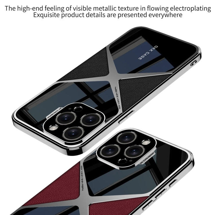 For iPhone 16 Pro Max GKK Leather Electroplating Supersonic Speed Shockproof Phone Case(Black)