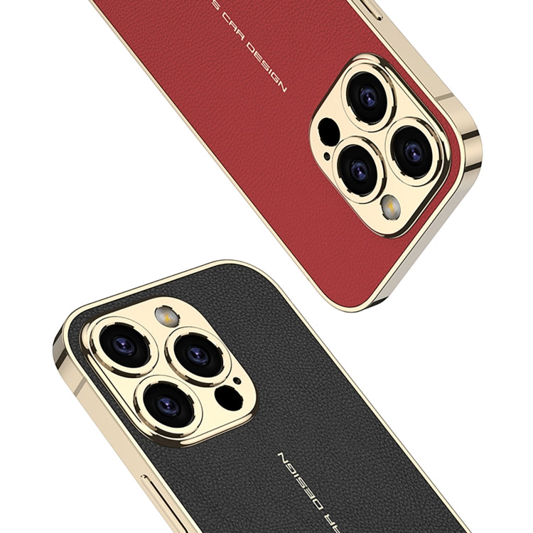 For iPhone 16 Pro Max GKK Plated Plain Leather Shockproof Phone Case(Red)