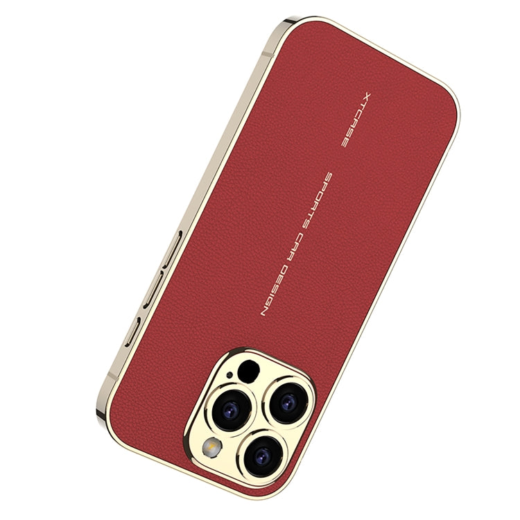 For iPhone 16 Pro GKK Plated Plain Leather Shockproof Phone Case(Red)