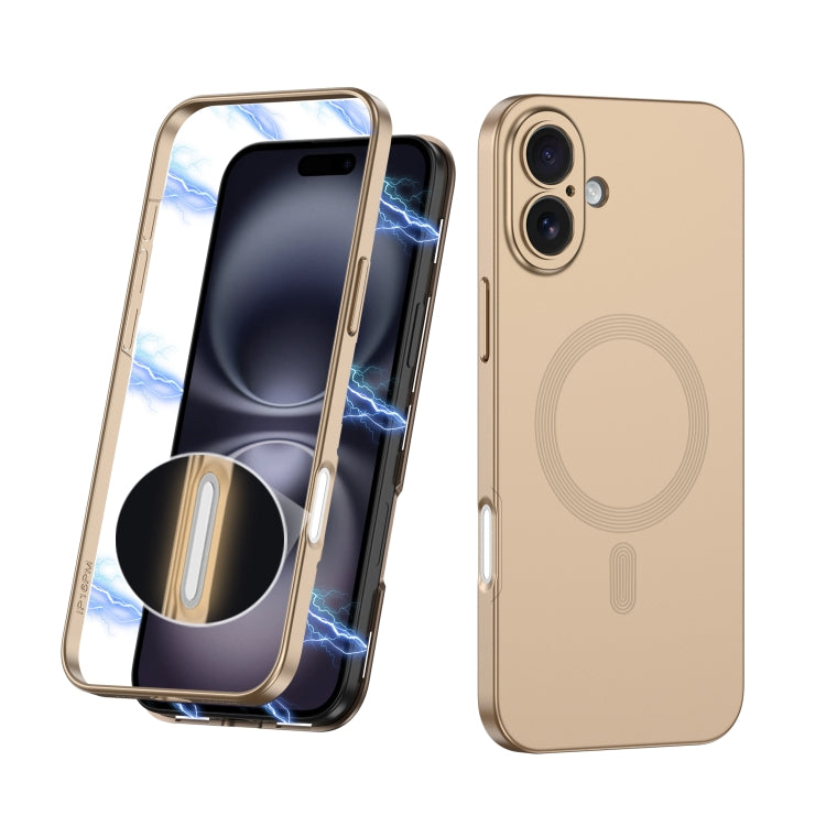 For iPhone 16 Plus GKK MagSafe Full Coverage Phone Case(Gold)