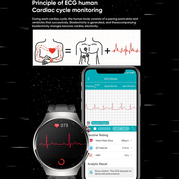 MT200 1.43 inch AMOLED IP67 Steel Band Smart Call Watch, Support ECG(Black)