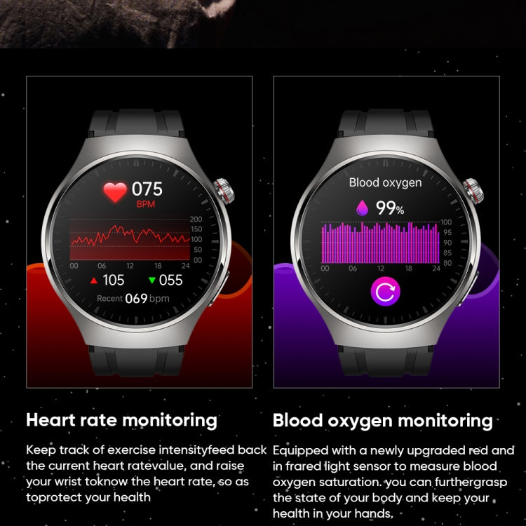 MT200 1.43 inch AMOLED IP67 Steel Band Smart Call Watch, Support ECG(Black)