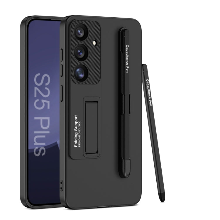 For Samsung Galaxy S25+ 5G GKK Ultra-thin Holder Phone Case with Pen Slots & Stylus Pen(Black)