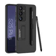 For Samsung Galaxy S25+ 5G GKK Ultra-thin Holder Phone Case with Pen Slots & Stylus Pen(Black)