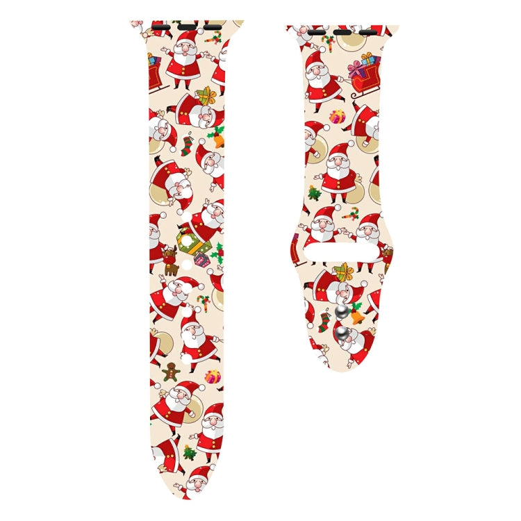 For Apple Watch 46mm / 49mm / 45mm / 44mm Christmas Pattern Silicone Watch Band(Red Santa Claus)