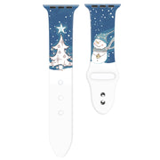 For Apple Watch 46mm / 49mm / 45mm / 44mm Christmas Pattern Silicone Watch Band(Snowman Tree)
