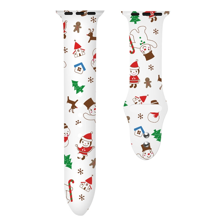 For Apple Watch 46mm / 49mm / 45mm / 44mm Christmas Pattern Silicone Watch Band(Christmas Snowman)