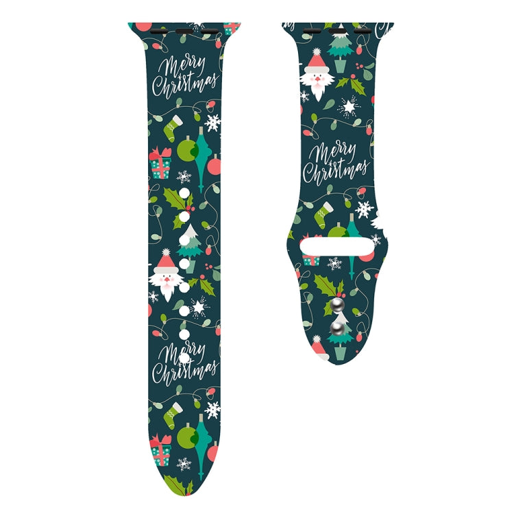 For Apple Watch 46mm / 49mm / 45mm / 44mm Christmas Pattern Silicone Watch Band(Merry Christmas)