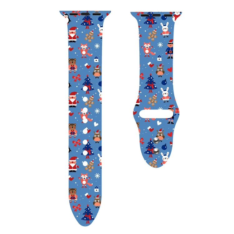 For Apple Watch 42mm / 41mm / 40mm / 38mm Christmas Pattern Silicone Watch Band(Animal Christmas)