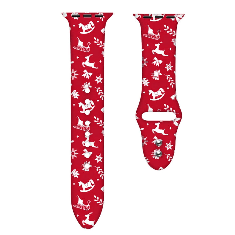 For Apple Watch 42mm / 41mm / 40mm / 38mm Christmas Pattern Silicone Watch Band(Auspicious Christmas)