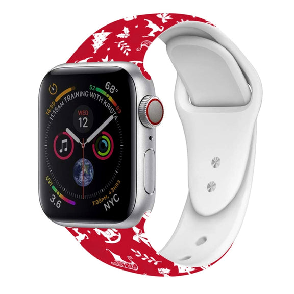 For Apple Watch 42mm / 41mm / 40mm / 38mm Christmas Pattern Silicone Watch Band(Auspicious Christmas)