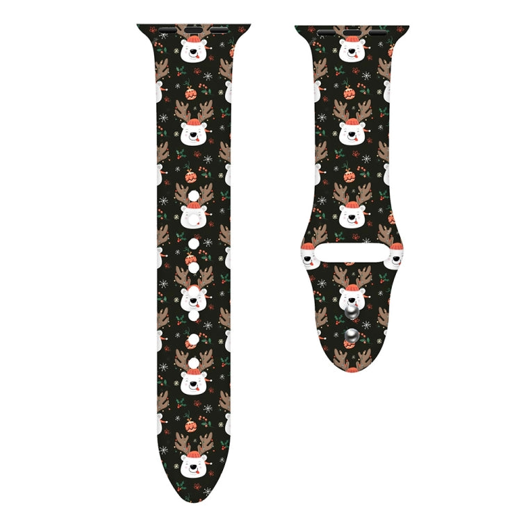 For Apple Watch 42mm / 41mm / 40mm / 38mm Christmas Pattern Silicone Watch Band(Black Deer)