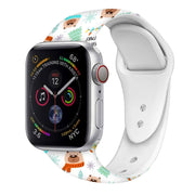 For Apple Watch 42mm / 41mm / 40mm / 38mm Christmas Pattern Silicone Watch Band(Happy Bear)