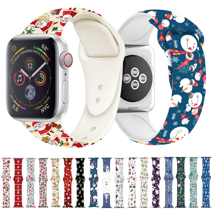 For Apple Watch 42mm / 41mm / 40mm / 38mm Christmas Pattern Silicone Watch Band(Sakura Red)