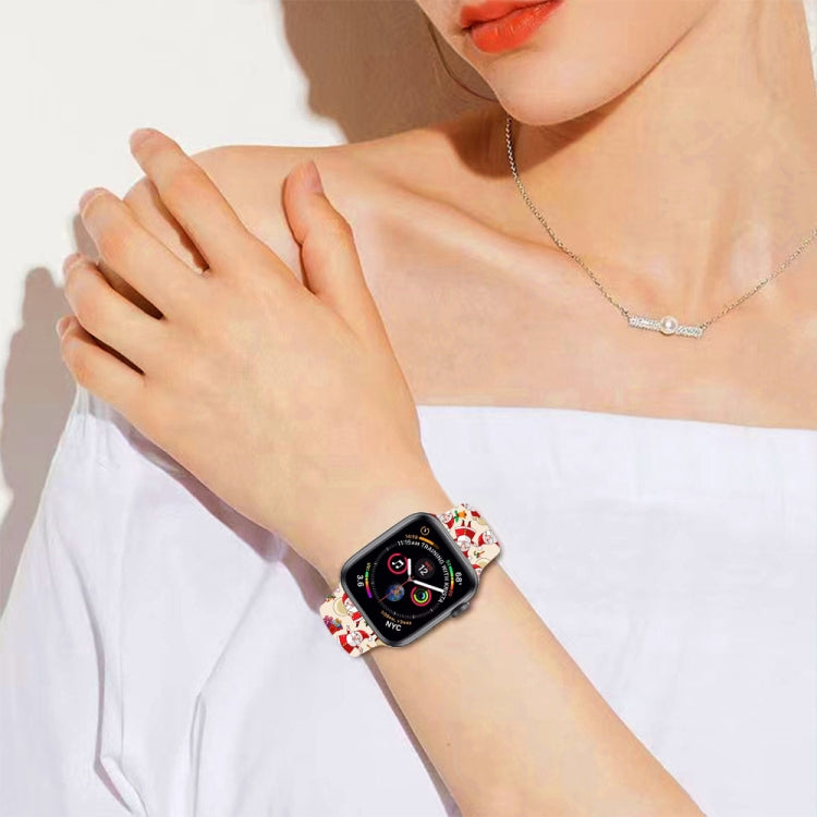 For Apple Watch 42mm / 41mm / 40mm / 38mm Christmas Pattern Silicone Watch Band(Snowman Tree)