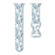 For Apple Watch 46mm / 49mm / 45mm / 44mm Christmas Pattern Butterfly Buckle Silicone Watch Band(Snowman Light Blue)
