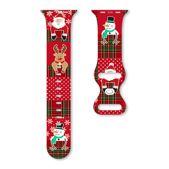 For Apple Watch 42mm / 41mm / 40mm / 38mm Christmas Pattern Butterfly Buckle Silicone Watch Band(Stitching Christmas)