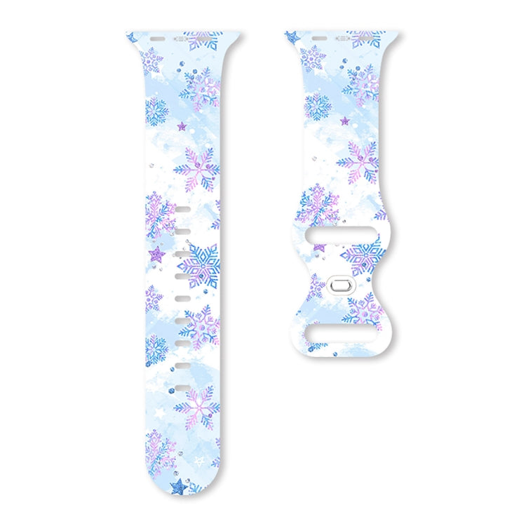 For Apple Watch 42mm / 41mm / 40mm / 38mm Christmas Pattern Butterfly Buckle Silicone Watch Band(Colorful Snowflakes)