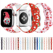 For Apple Watch 46mm / 49mm / 45mm / 44mm Christmas Pattern Butterfly Buckle Silicone Watch Band(Snowman Light Blue)